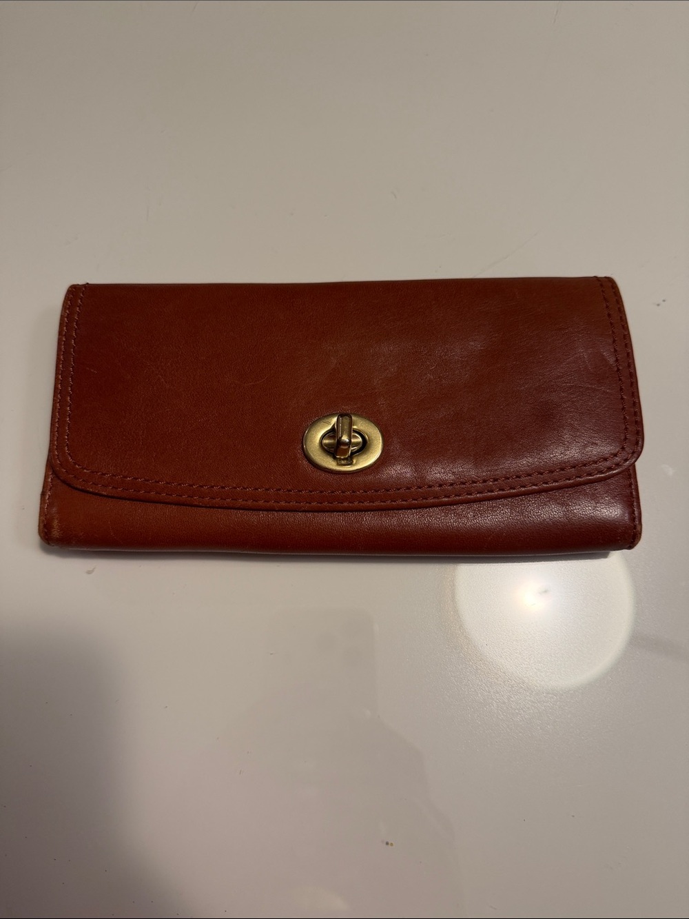 Coach Legacy Leather Slim Envelope Wallet Cognac